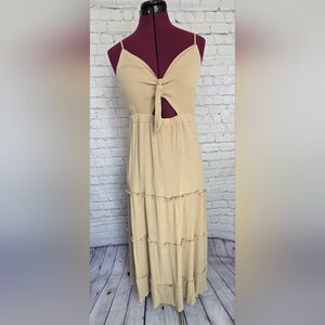 Justify Cream Pleated Halter Sundress